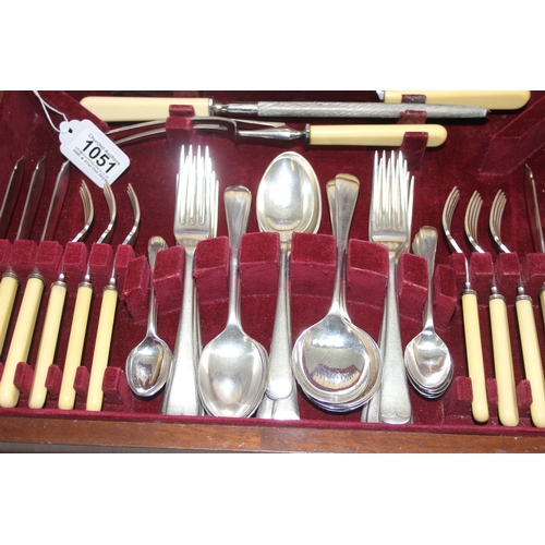 1051 - Silver-plated boxed canteen of cutlery by Elkington