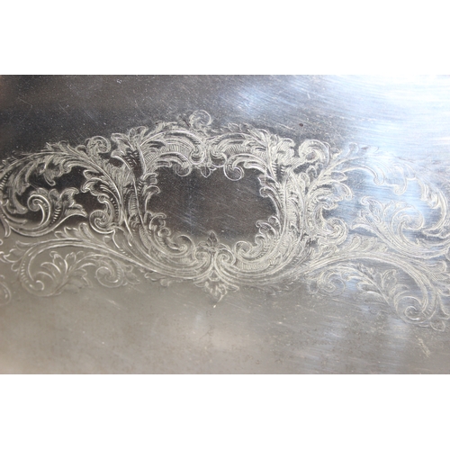 1053 - Large silver-plated serving tray with handles, approx 66cm x 40cm, 2.8kg gross