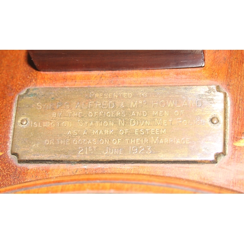 1313 - An early 20th century aneroid wall barometer by Kendal & Dent of London with inlaid detail, approx 8... 