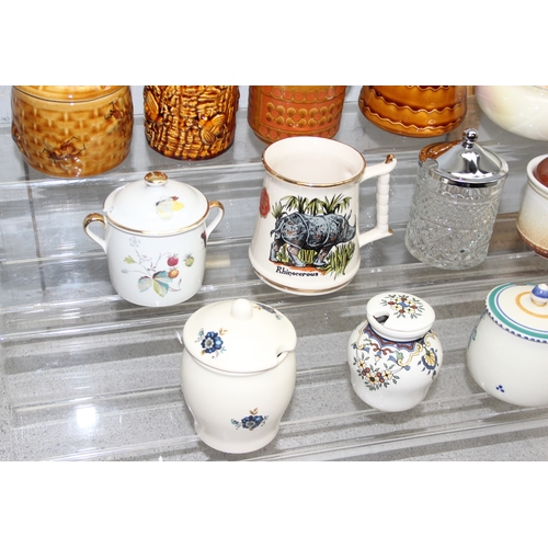 1771 - Qty of ceramic items, mostly honey pots and preserve jars to incl Royal Worcester