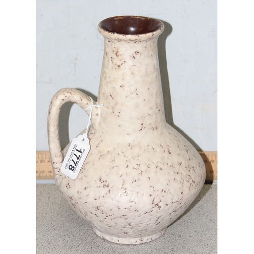 1778 - Retro Austrian vase with handle in mottled cream over brown, approx 26cm tall