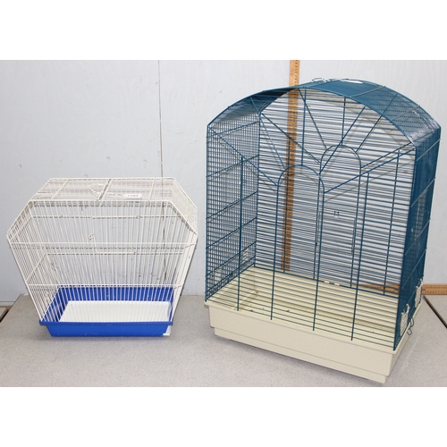 1783 - 2 bird cages in turquoise and white, approx 58cm x 35cm x 80cm and 57cm x 26cm x 47cm