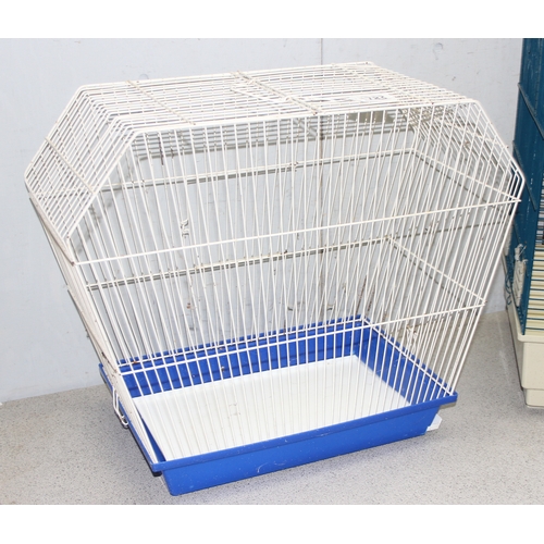 1783 - 2 bird cages in turquoise and white, approx 58cm x 35cm x 80cm and 57cm x 26cm x 47cm