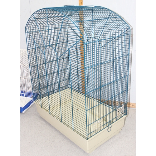 1783 - 2 bird cages in turquoise and white, approx 58cm x 35cm x 80cm and 57cm x 26cm x 47cm