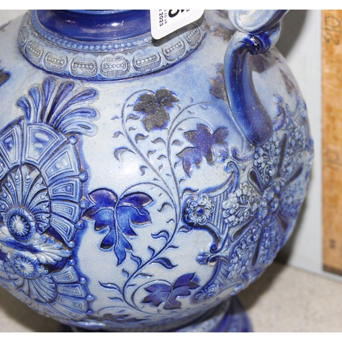 1786 - Large blue stoneware jug in the style of German Westerwald stoneware approx 39cm tall