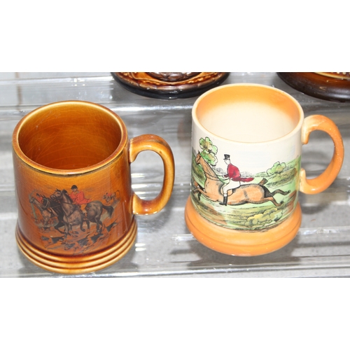 1787 - Qty of ornamental mugs, mostly featuring horses to incl Sylvac and Lord Nelson Pottery