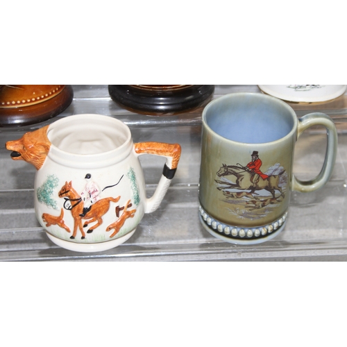 1787 - Qty of ornamental mugs, mostly featuring horses to incl Sylvac and Lord Nelson Pottery