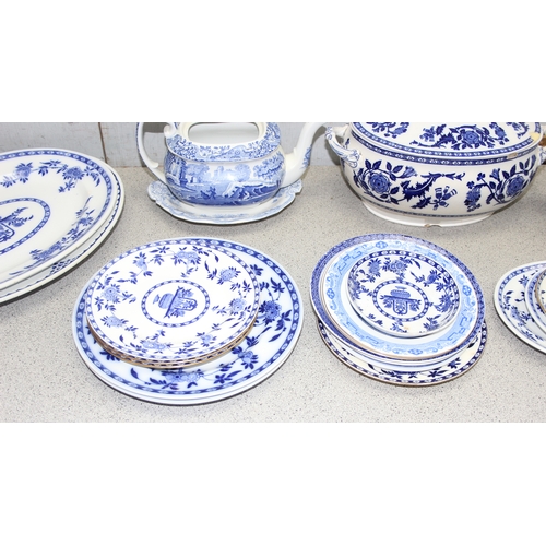 1789 - Qty of blue and white china to incl tureen and meat plates, mostly Minton Delft