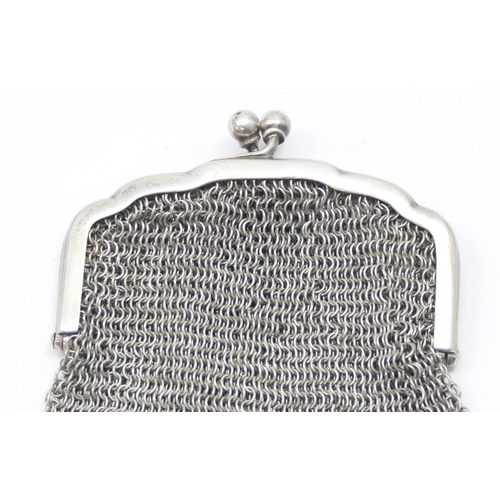 1014 - A small vintage silver mesh coin purse, marked 835 and XRF confirmed, approx 42.94g gross