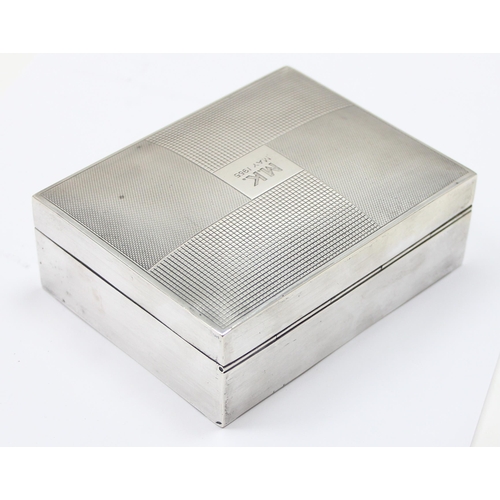 1017 - A mid-century silver cigar or cigarette box, Birmingham 1954 by Turner & Simpson, approx 11cm wide, ... 