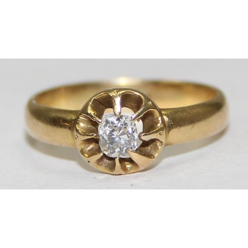 1101 - An 18ct gold and diamond ring in floral setting, seemingly unmarked but XRF tests as 18ct gold, appr... 