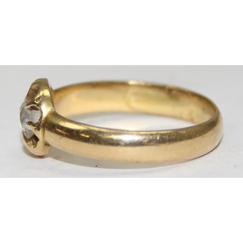 1101 - An 18ct gold and diamond ring in floral setting, seemingly unmarked but XRF tests as 18ct gold, appr... 