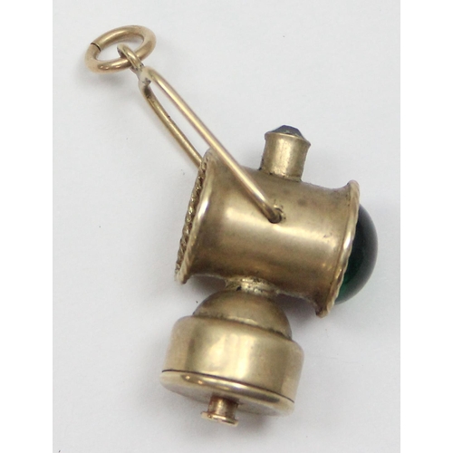 1106 - An unusual 9ct gold charm formed as a railway lamp, London 1964, approx 7.72g gross