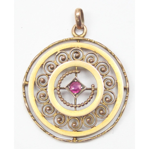 1110 - A German 8ct gold (.333) brooch set with large purple stone and a similar 8ct gold and filigree pend... 