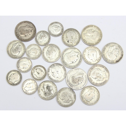 1238 - Qty of assorted British 0.500 silver coins, 6 half crowns, 8 florins & 7 shillings, approx 209.11g g... 