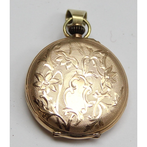 1302 - A Swiss 14ct gold cased full hunter fob watch, marked 585 and XRF confirmed, approx 19.77g gross inc... 