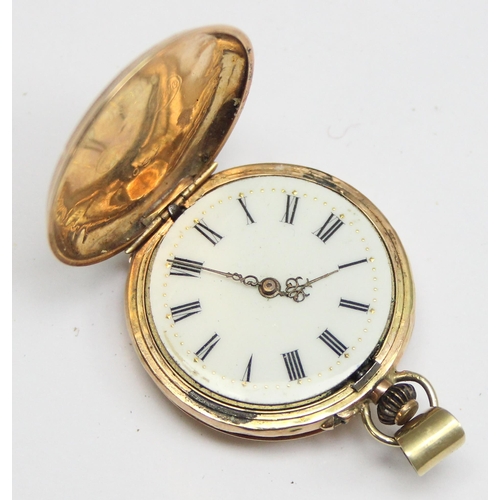 1302 - A Swiss 14ct gold cased full hunter fob watch, marked 585 and XRF confirmed, approx 19.77g gross inc... 