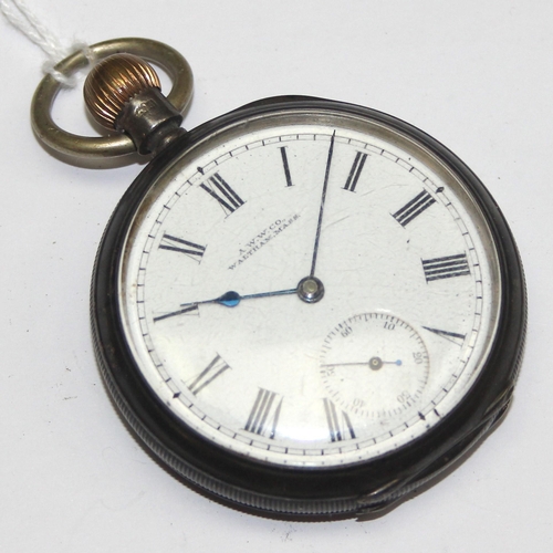 1315 - An antique silver cased open face pocket watch by Waltham, case marked for Birmingham 1903