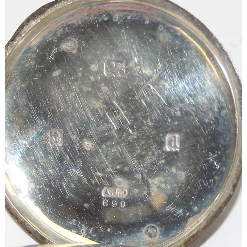 1315 - An antique silver cased open face pocket watch by Waltham, case marked for Birmingham 1903