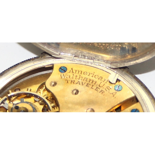 1315 - An antique silver cased open face pocket watch by Waltham, case marked for Birmingham 1903