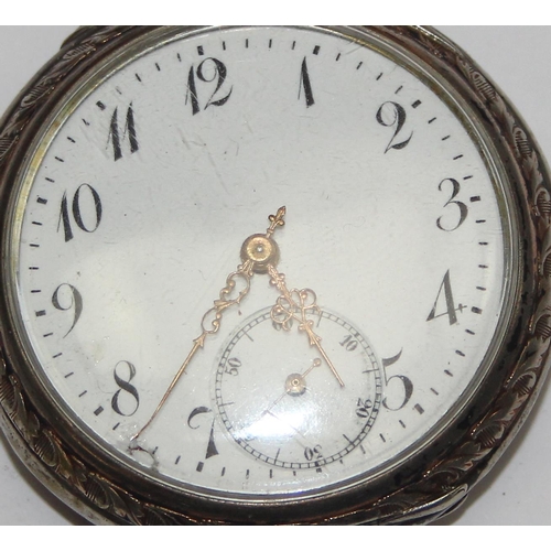 1316 - An antique 0.800 silver cased pocket watch by Hertha, case bearing German hallmarks and XRF tested, ... 