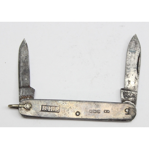 1410A - A silver mounted penknife, Sheffield 1936 by William Neale and a similar silver plated penknife by L... 