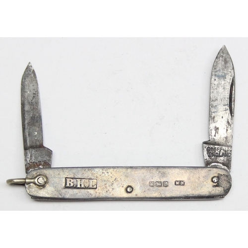 1410A - A silver mounted penknife, Sheffield 1936 by William Neale and a similar silver plated penknife by L... 