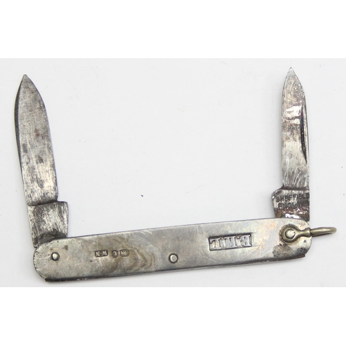 1410A - A silver mounted penknife, Sheffield 1936 by William Neale and a similar silver plated penknife by L... 