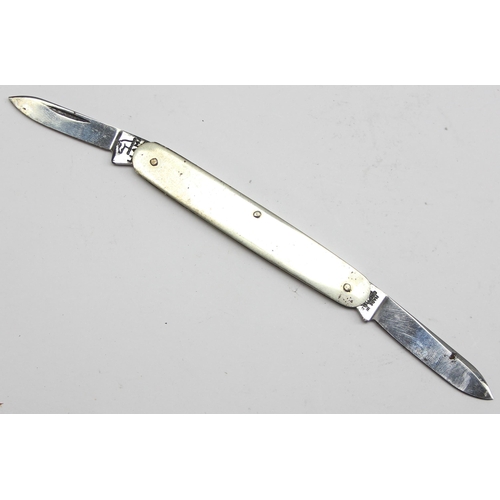 1410A - A silver mounted penknife, Sheffield 1936 by William Neale and a similar silver plated penknife by L... 