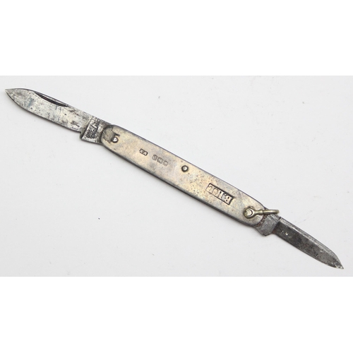 1410A - A silver mounted penknife, Sheffield 1936 by William Neale and a similar silver plated penknife by L... 