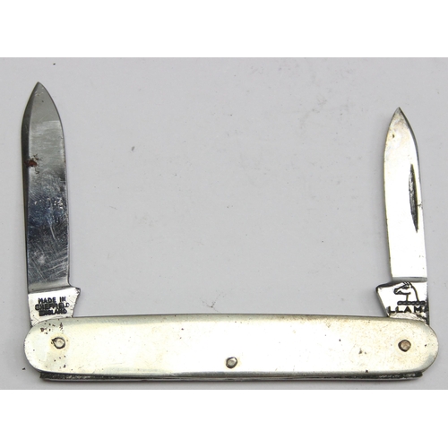 1410A - A silver mounted penknife, Sheffield 1936 by William Neale and a similar silver plated penknife by L... 