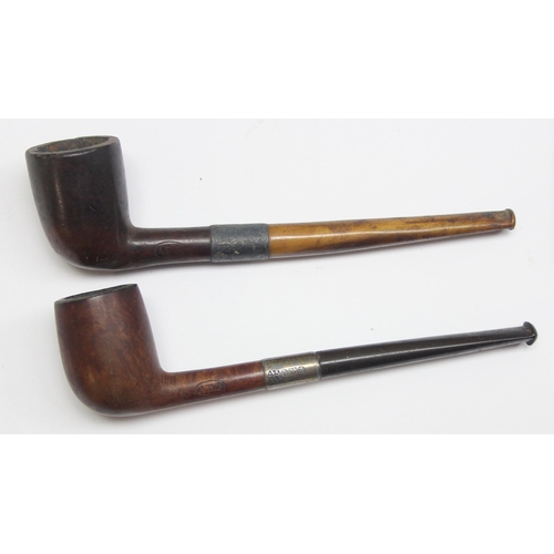 1632 - Qty of various smoking pipes and cheroot holders, 2 with silver bands 1900 & 1898, models by ADP, WH... 