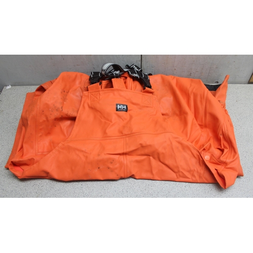 741 - Crivit fishing gillet, HH waterproof bib and brace XXL and a new with tags HH green waterproof pair ... 