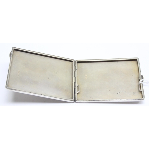 1005 - A heavy Art Deco period silver cigarette case with engine turned decoration, Birmingham 1930 by Robe... 