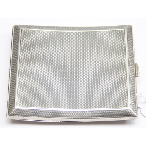 1060 - An Art Deco period silver cigarette case with engine turned decoration, Birmingham 1937 by E.J. Trev... 