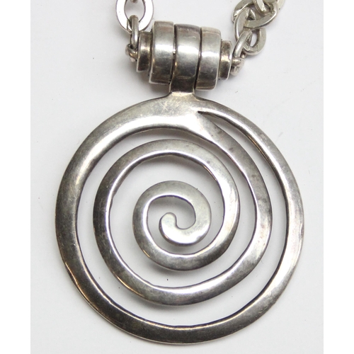 1137 - Joseph Esposito, an interesting retro style swirled silver necklace with magnetic clasp, marked Espo... 