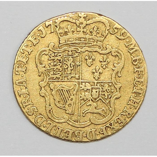 1200 - British Gold Coins - George II (1727-60), Half-Guinea, 1759, old laureate head left, rev. crowned sh... 