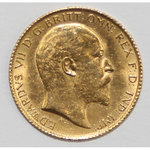 1212 - British Gold Coins - Edward VII (1901-1910), 1905 gold half sovereign coin, London mint, approx 4.04... 