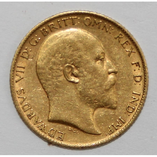 1215 - British Gold Coins - Edward VII (1901-1910), 1905 gold half sovereign coin, London mint, approx 3.97... 