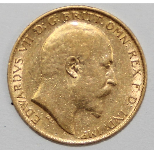 1218 - British Gold Coins - Edward VII (1901-1910), 1910 gold half sovereign coin, London mint, approx 4.01... 