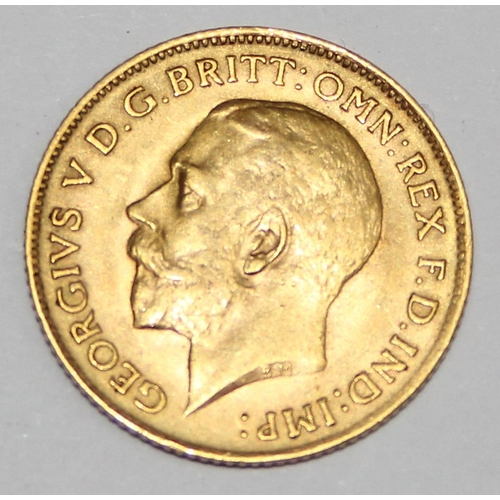 1221 - British Gold Coins - George V (1910-1936), 1914 gold half sovereign coin, London mint, approx 4.01g ... 