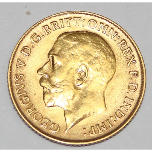 1222 - British Gold Coins - George V (1910-1936), 1914 gold half sovereign coin, London mint, approx 4.01g ... 