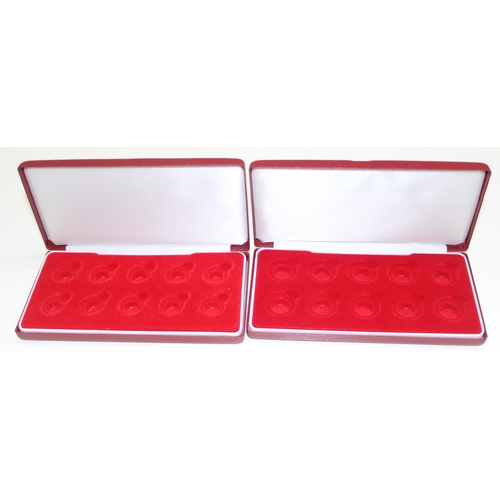 1223 - 2 gold sovereign and half sovereign display boxes, both with a capacity for 10 coins