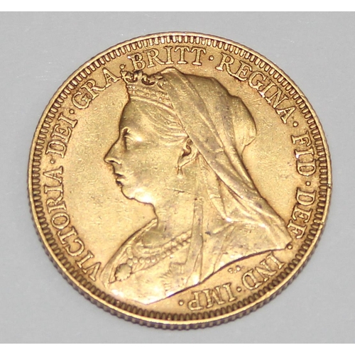 1224 - British Gold Coins - Queen Victoria (1837-1901), 1896 gold full sovereign coin, London mint, approx ... 