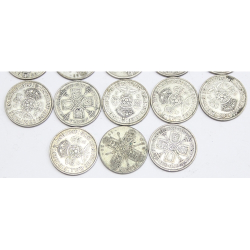 1264 - Partial date run of 0.500 silver florin coins, 23 coins in total, missing 1925, 1927, 1932 & 1934 (0... 