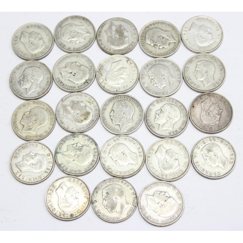 1264 - Partial date run of 0.500 silver florin coins, 23 coins in total, missing 1925, 1927, 1932 & 1934 (0... 