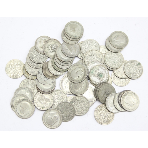 1265 - 74 assorted 0.500 silver sixpence coins to include the rarest year from 1920-46, they semi key date ... 