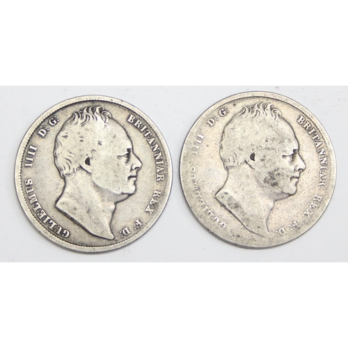 1267 - William IV (1830-1837), 2 silver half crown coins, 1836 & 1837, 1837 the rarest year of his reign wi... 