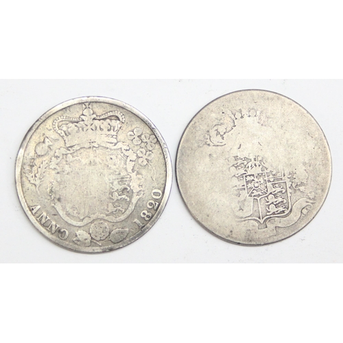 1268 - George III & IV, 2 silver half crown coins, one dated 1820 the other with rubbed date, approx 25.77g... 