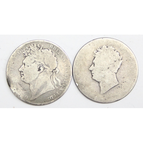 1268 - George III & IV, 2 silver half crown coins, one dated 1820 the other with rubbed date, approx 25.77g... 